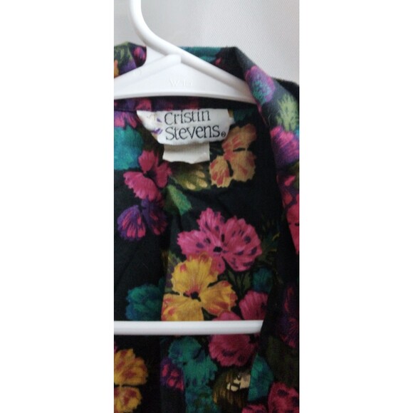 Cristin Stevens Shirt Womens Floral Button Up Collared Top Blouse S/M - Picture 3 of 4